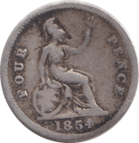 1854 FOURPENCE ( FINE ) 1 - FOURPENCE - Cambridgeshire Coins