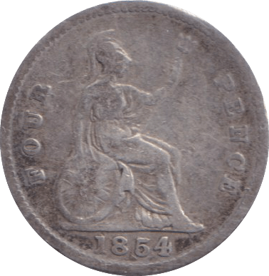 1854 FOURPENCE ( FINE ) - FOURPENCE - Cambridgeshire Coins