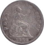 1854 FOURPENCE ( FINE ) - FOURPENCE - Cambridgeshire Coins
