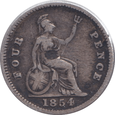 1854 FOURPENCE ( FINE ) - FOURPENCE - Cambridgeshire Coins