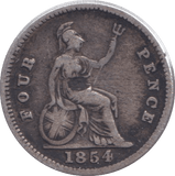 1854 FOURPENCE ( FINE ) - FOURPENCE - Cambridgeshire Coins