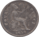 1854 FOURPENCE ( FINE ) - FOURPENCE - Cambridgeshire Coins