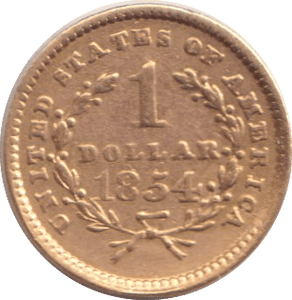 1854 GOLD ONE DOLLAR USA - GOLD WORLD COINS - Cambridgeshire Coins