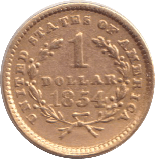 1854 GOLD ONE DOLLAR USA - GOLD WORLD COINS - Cambridgeshire Coins