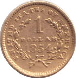 1854 GOLD ONE DOLLAR USA - GOLD WORLD COINS - Cambridgeshire Coins