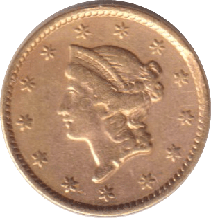 1854 GOLD ONE DOLLAR USA - GOLD WORLD COINS - Cambridgeshire Coins