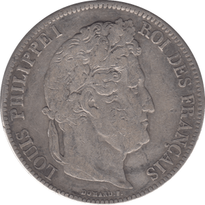 1854 SILVER 5 FRANCS FRANCE - SILVER WORLD COINS - Cambridgeshire Coins