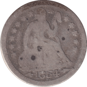 1854 SILVER DIME USA - SILVER WORLD COINS - Cambridgeshire Coins