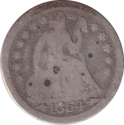 1854 SILVER DIME USA - SILVER WORLD COINS - Cambridgeshire Coins