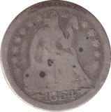 1854 SILVER DIME USA - SILVER WORLD COINS - Cambridgeshire Coins