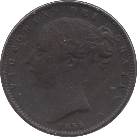 1855 FARTHING ( F ) - Farthing - Cambridgeshire Coins