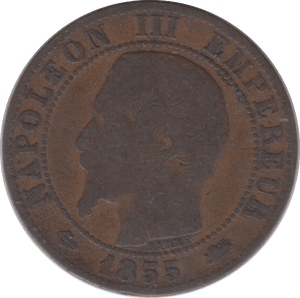 1855 FIVE CENTIMES FRANCE - WORLD COINS - Cambridgeshire Coins