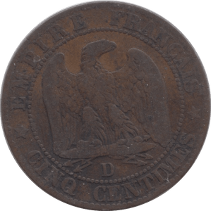 1855 FIVE CENTIMES FRANCE - WORLD COINS - Cambridgeshire Coins