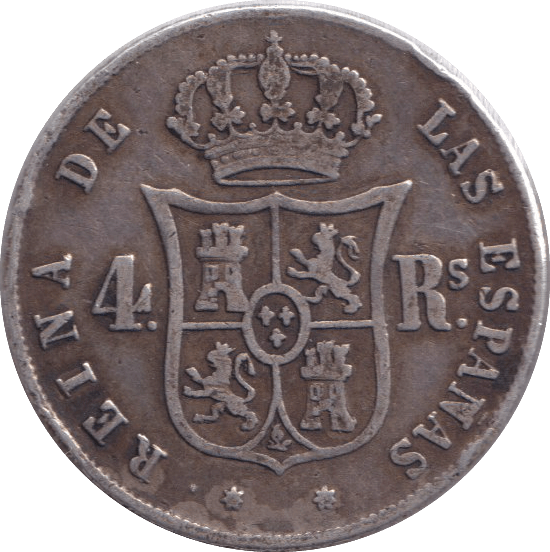 1855 SILVER FOUR REALES SPAIN - SILVER WORLD COINS - Cambridgeshire Coins