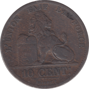 1855 TEN CENTS BELGIUM - WORLD COINS - Cambridgeshire Coins