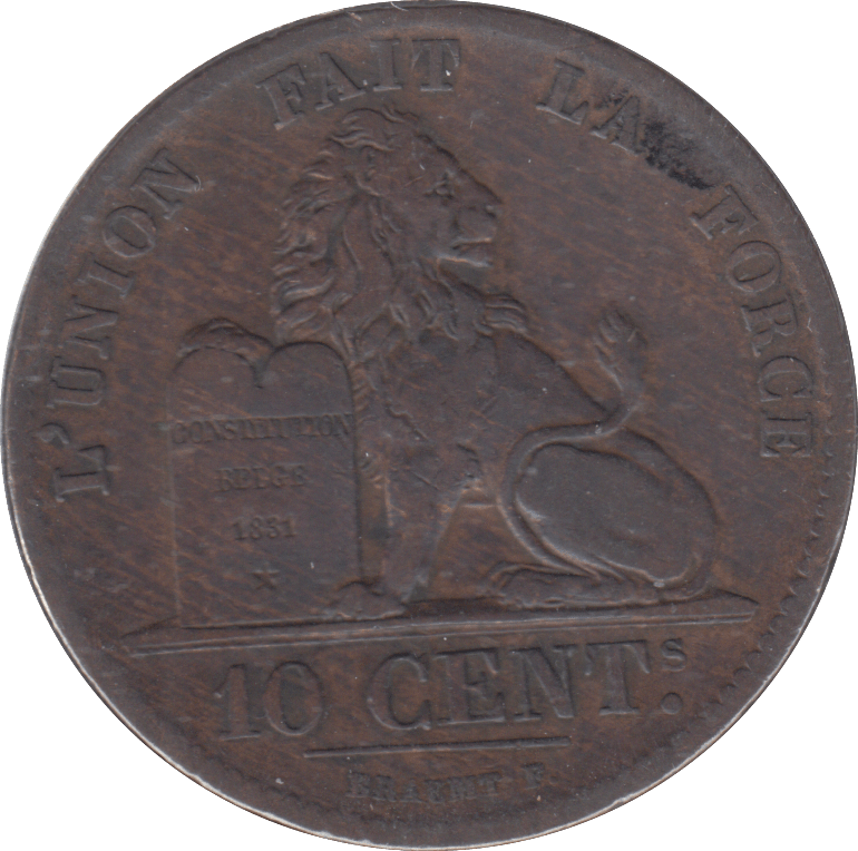 1855 TEN CENTS BELGIUM - WORLD COINS - Cambridgeshire Coins
