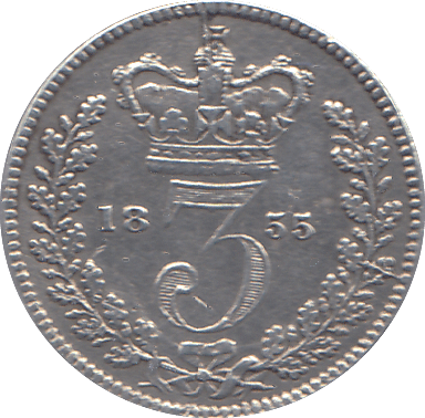1855 THREEPENCE ( GVF ) - THREEPENCE - Cambridgeshire Coins