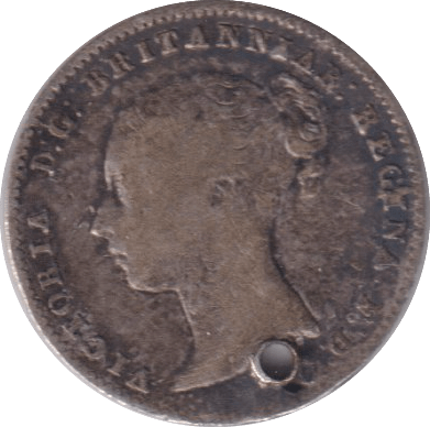 1856 THREEPENCE ( NF ) HOLED - THREEPENCE - Cambridgeshire Coins