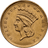 1857 GOLD $1 DOLLAR UNC DETAILS (NGC) CLEANED - NGC GOLD COINS - Cambridgeshire Coins