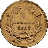 1857 GOLD $1 DOLLAR UNC DETAILS (NGC) CLEANED - NGC GOLD COINS - Cambridgeshire Coins