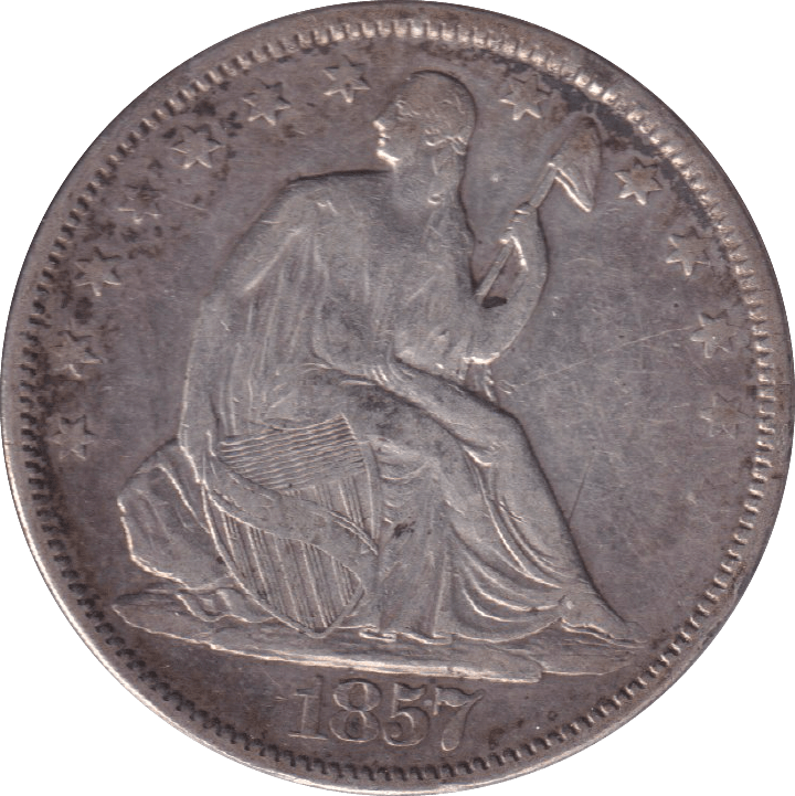 1857 SILVER HALF DOLLAR USA - SILVER WORLD COINS - Cambridgeshire Coins
