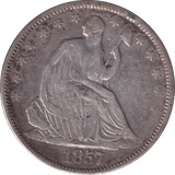 1857 SILVER HALF DOLLAR USA - SILVER WORLD COINS - Cambridgeshire Coins