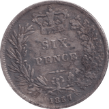 1857 SIXPENCE ( NF ) - SIXPENCE - Cambridgeshire Coins