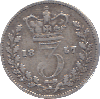 1857 THREEPENCE ( FINE ) - THREEPENCE - Cambridgeshire Coins