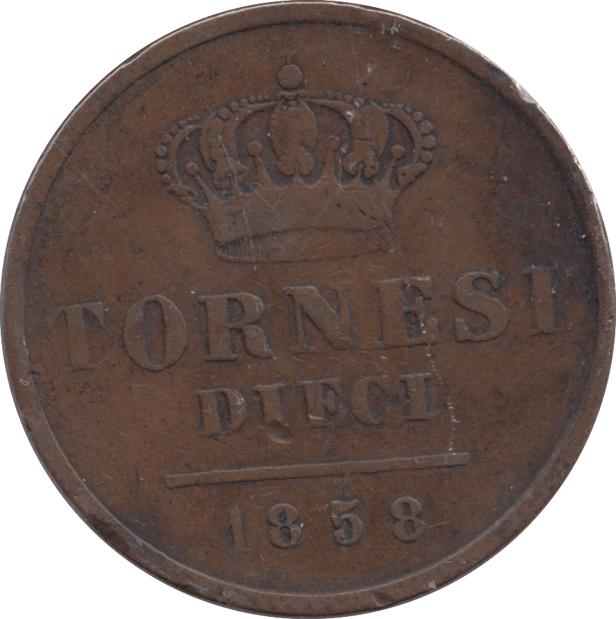 1858 10 TORNESI ITALY - WORLD COINS - Cambridgeshire Coins