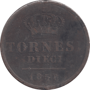 1858 10 TORNESI SICILY - WORLD COINS - Cambridgeshire Coins