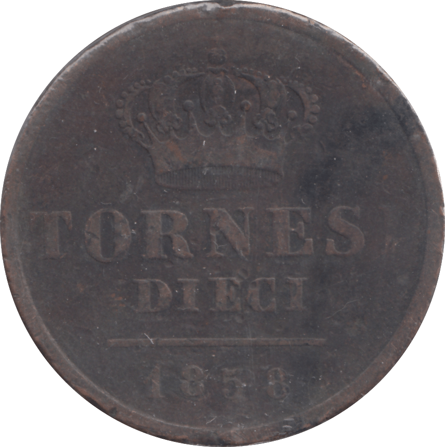 1858 10 TORNESI SICILY - WORLD COINS - Cambridgeshire Coins