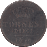 1858 10 TORNESI SICILY - WORLD COINS - Cambridgeshire Coins