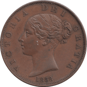 1858 HALFPENNY ( AUNC ) - HALFPENNY - Cambridgeshire Coins