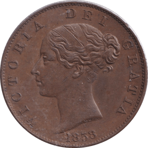 1858 HALFPENNY ( AUNC ) - HALFPENNY - Cambridgeshire Coins