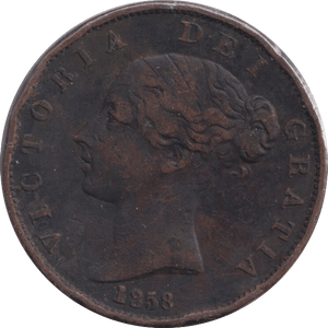 1858 HALFPENNY ( FINE ) - WORLD COINS - Cambridgeshire Coins