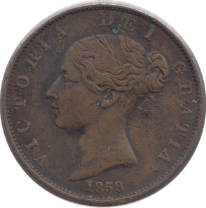1858 HALFPENNY ( VF ) - Halfpenny - Cambridgeshire Coins