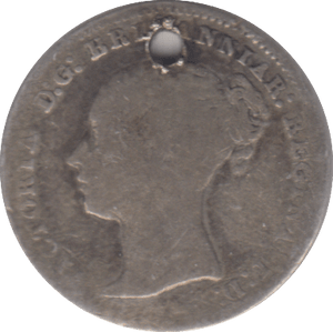1858 HOLED THREEPENCE ( NF ) - THREEPENCE - Cambridgeshire Coins