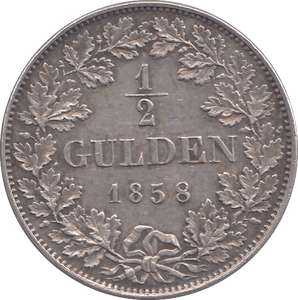 1858 SILVER 1/2 GULDEN BAVARIA - SILVER WORLD COINS - Cambridgeshire Coins