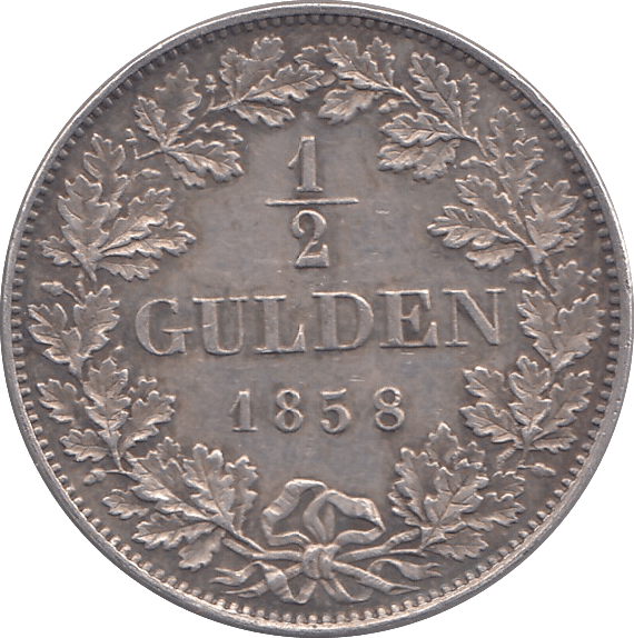 1858 SILVER 1/2 GULDEN BAVARIA - SILVER WORLD COINS - Cambridgeshire Coins
