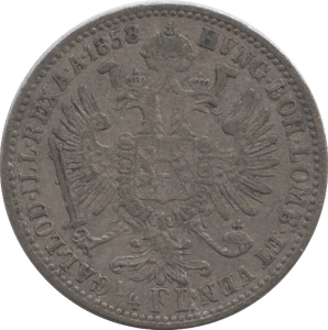 1858 SILVER 1/4 FORINT AUSTRIA - SILVER WORLD COINS - Cambridgeshire Coins