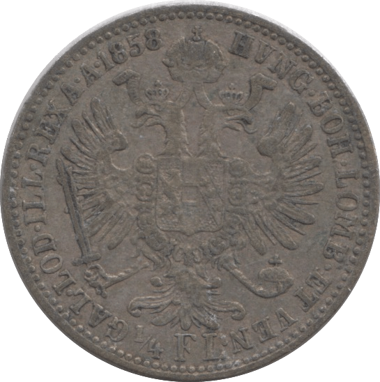 1858 SILVER 1/4 FORINT AUSTRIA - SILVER WORLD COINS - Cambridgeshire Coins