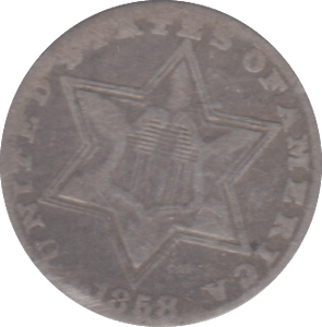 1858 SILVER 3 CENTS USA - WORLD COINS - Cambridgeshire Coins