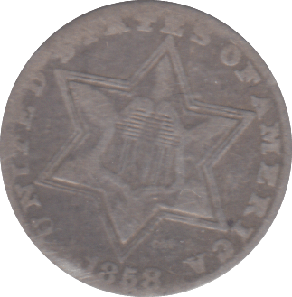 1858 SILVER 3 CENTS USA - WORLD COINS - Cambridgeshire Coins