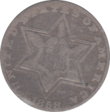 1858 SILVER 3 CENTS USA - WORLD COINS - Cambridgeshire Coins