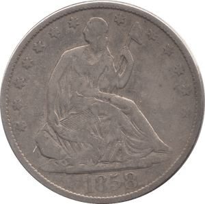 1858 SILVER HALF DOLLAR USA - SILVER WORLD COINS - Cambridgeshire Coins