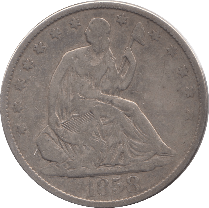 1858 SILVER HALF DOLLAR USA - SILVER WORLD COINS - Cambridgeshire Coins