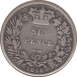 1858 SIXPENCE ( FINE ) - SIXPENCE - Cambridgeshire Coins