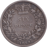 1858 SIXPENCE ( FINE ) - SIXPENCE - Cambridgeshire Coins