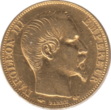 1859 GOLD 20 FRANC FRANCE ( A ) NAPOLEON - GOLD WORLD COINS - Cambridgeshire Coins