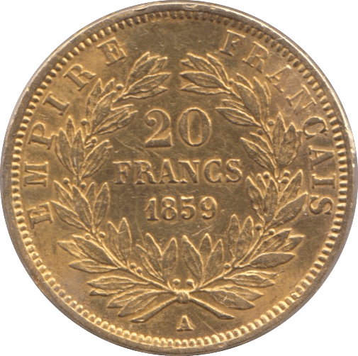 1859 GOLD 20 FRANC FRANCE ( A ) NAPOLEON - GOLD WORLD COINS - Cambridgeshire Coins
